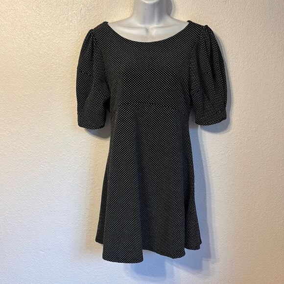 Free People Polka Dot Puff Sleeve Mini Dress Small - Picture 1 of 6